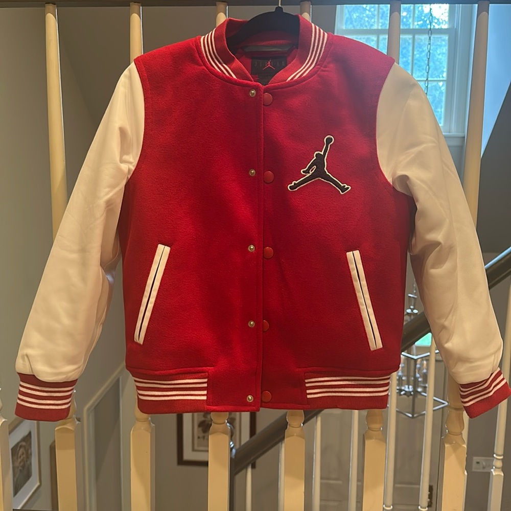 Air Jordan Red and Black Varsity Jacket-like new